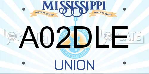 A02DLE Mississippi License Plate