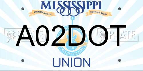 A02DOT Mississippi License Plate