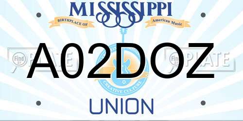 A02DOZ Mississippi License Plate