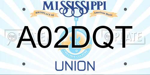 A02DQT Mississippi License Plate