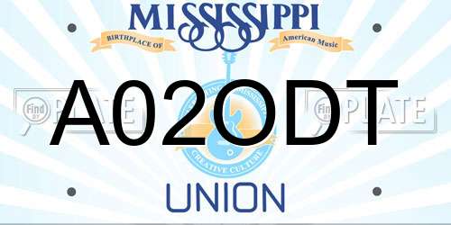 A02ODT Mississippi License Plate