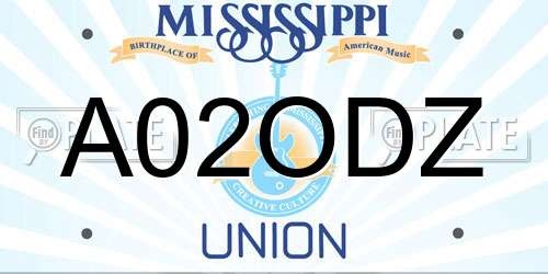 A02ODZ Mississippi License Plate