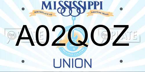 A02QOZ Mississippi License Plate