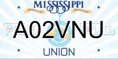 A02VNU Mississippi License Plate