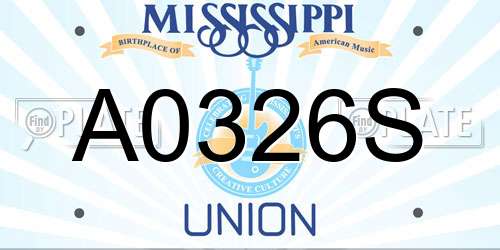 A0326S Mississippi License Plate