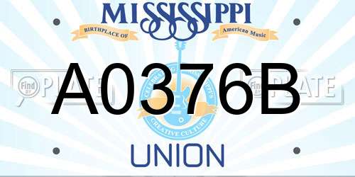 A0376B Mississippi License Plate