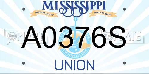 A0376S Mississippi License Plate