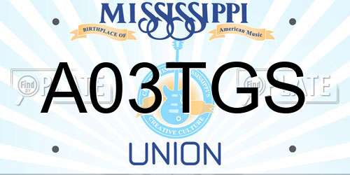 A03TGS Mississippi License Plate