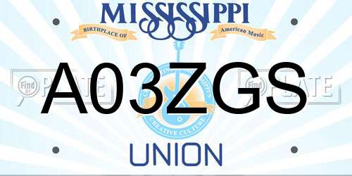 A03ZGS Mississippi License Plate