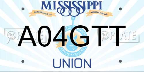 A04GTT Mississippi License Plate