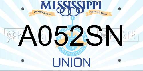 A052SN Mississippi License Plate