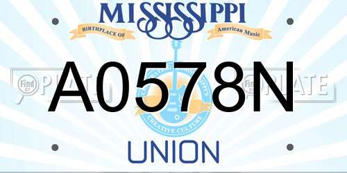 A0578N Mississippi License Plate