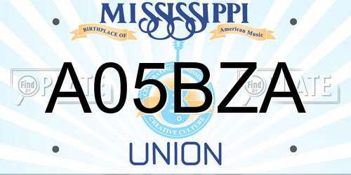A05BZA Mississippi License Plate