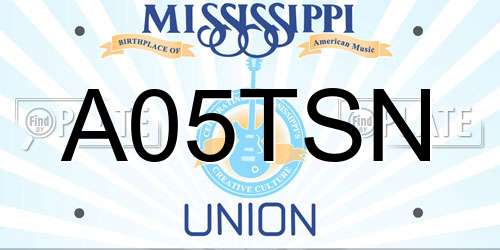 A05TSN Mississippi License Plate