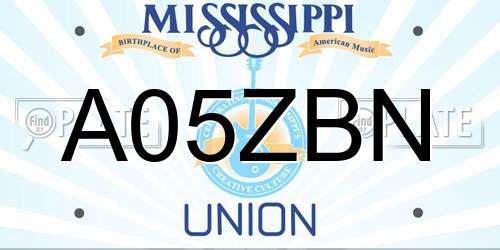 A05ZBN Mississippi License Plate