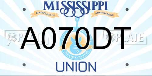 A070DT Mississippi License Plate