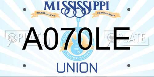 A070LE Mississippi License Plate