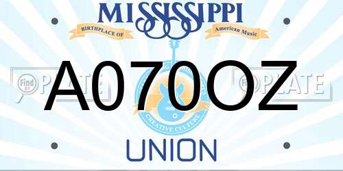 A070OZ Mississippi License Plate