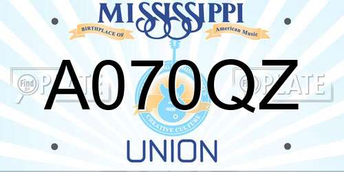A070QZ Mississippi License Plate