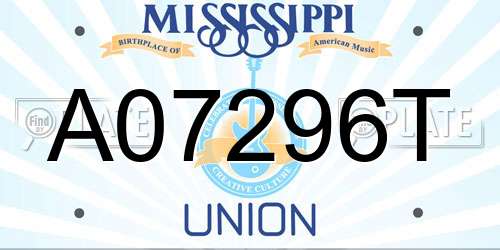 A07296T Mississippi License Plate