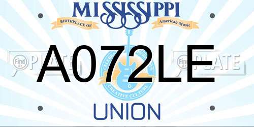 A072LE Mississippi License Plate
