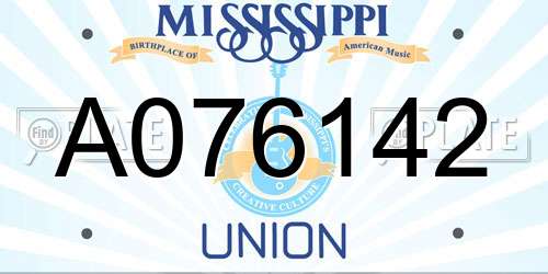 A076142 Mississippi License Plate