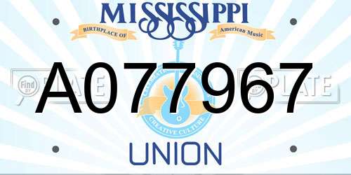 A077967 Mississippi License Plate