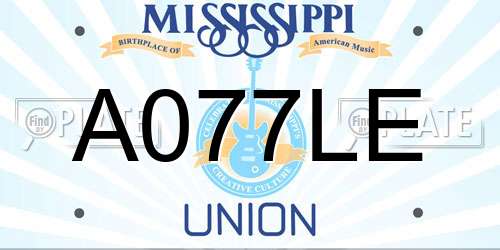 A077LE Mississippi License Plate