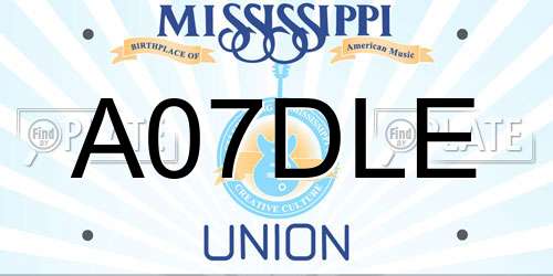 A07DLE Mississippi License Plate