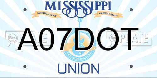 A07DOT Mississippi License Plate