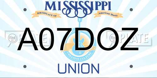 A07DOZ Mississippi License Plate