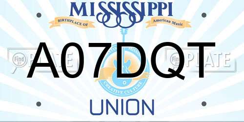 A07DQT Mississippi License Plate