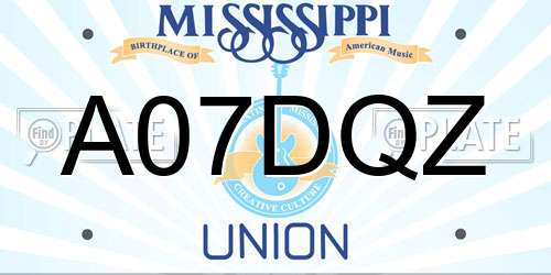 A07DQZ Mississippi License Plate