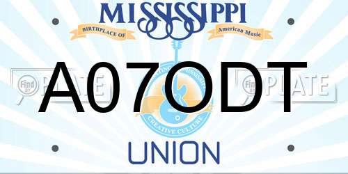 A07ODT Mississippi License Plate