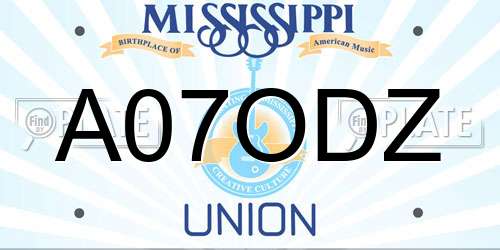 A07ODZ Mississippi License Plate