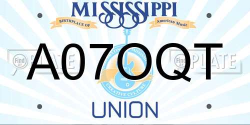 A07OQT Mississippi License Plate