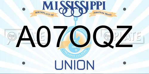 A07OQZ Mississippi License Plate