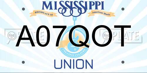 A07QOT Mississippi License Plate