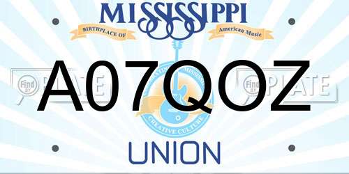 A07QOZ Mississippi License Plate