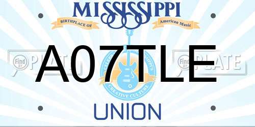 A07TLE Mississippi License Plate