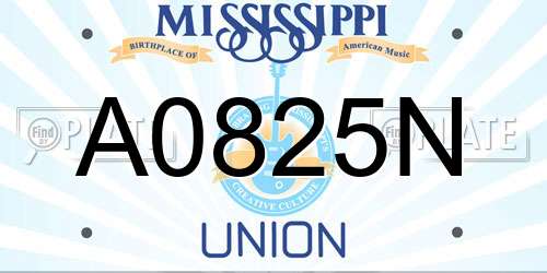 A0825N Mississippi License Plate