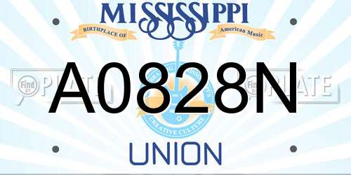 A0828N Mississippi License Plate