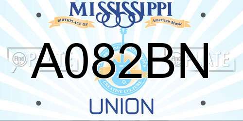 A082BN Mississippi License Plate
