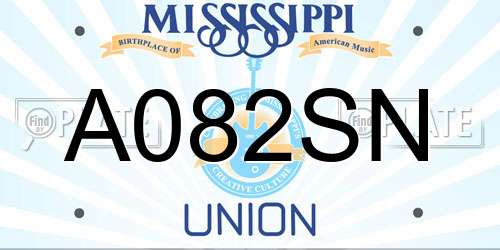 A082SN Mississippi License Plate