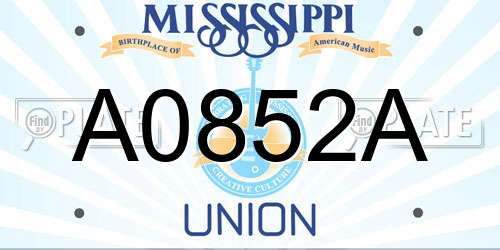 A0852A Mississippi License Plate