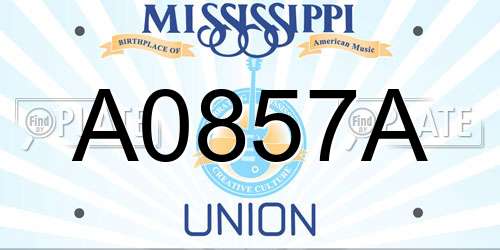A0857A Mississippi License Plate