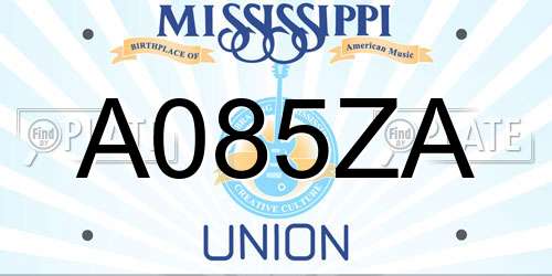 A085ZA Mississippi License Plate