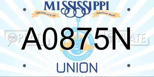 A0875N Mississippi License Plate