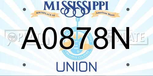 A0878N Mississippi License Plate