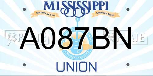 A087BN Mississippi License Plate